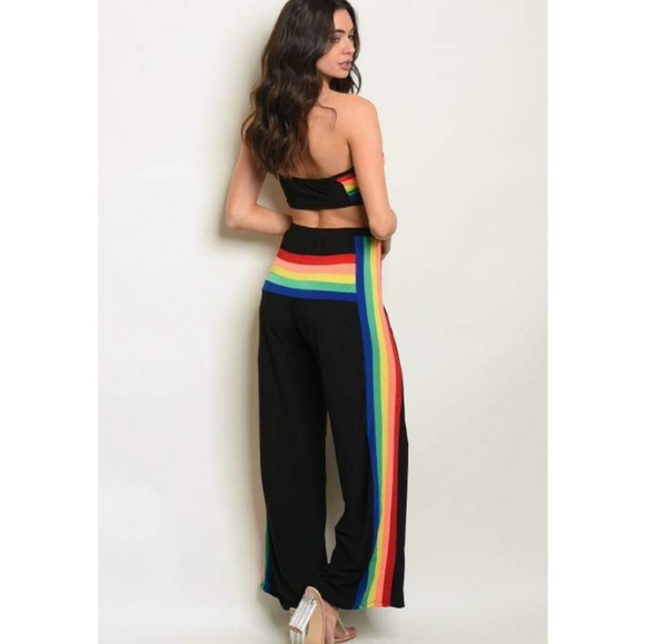 LAST ONE! NWT BLACK RAINBOW TOP & PANTS SET - Picture 5 of 6